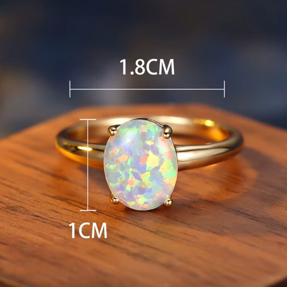 NEW 14k Gold White Opal Ring Band - Picture 7 of 7